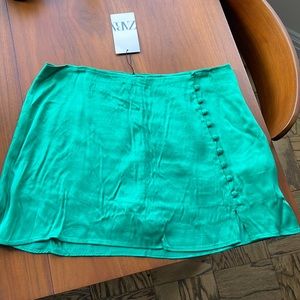NWT Zara Green Silk Skort